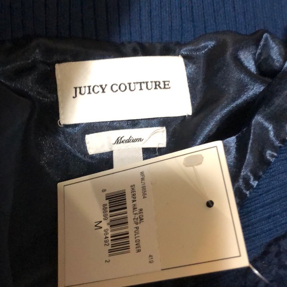 NWT JUICY COUTURE Navy Sherpa Pullover Jacket Coat - Picture 8 of 8